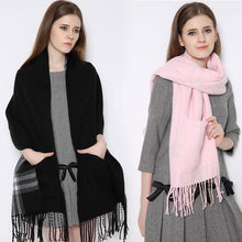 Load image into Gallery viewer, Plaid Shawl Wrap With Pockets
