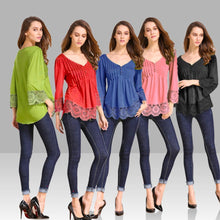 Load image into Gallery viewer, Magoloft V-Neck Splicing Single-Breasted Blouse
