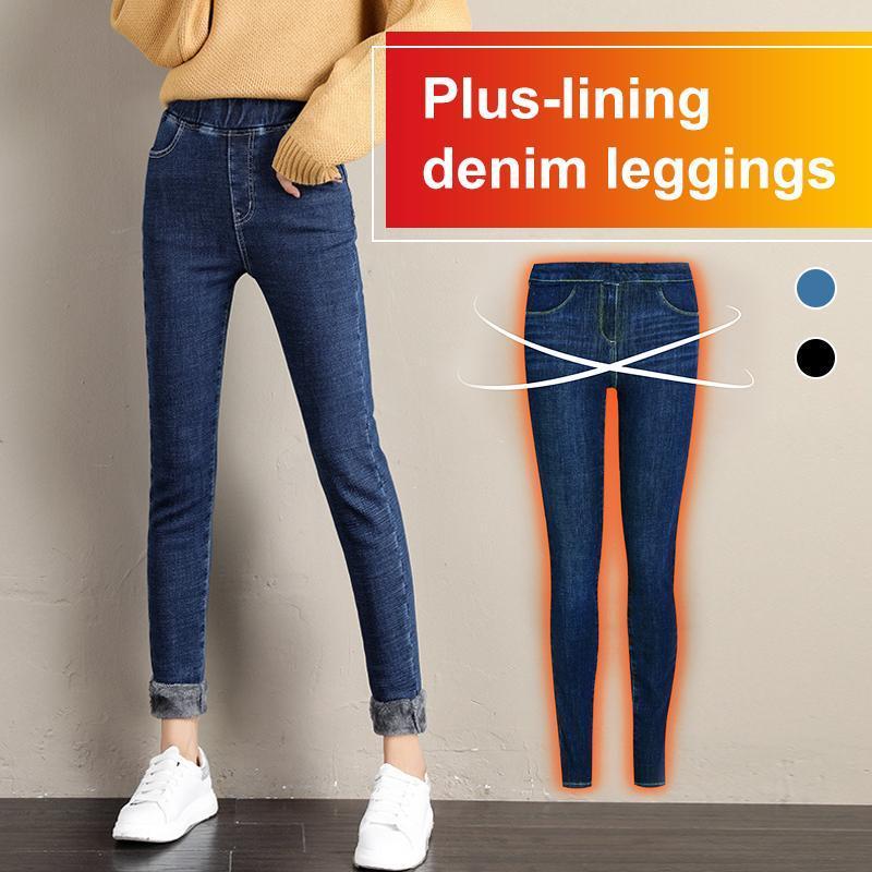 Fleece-Lined Denim Leggings