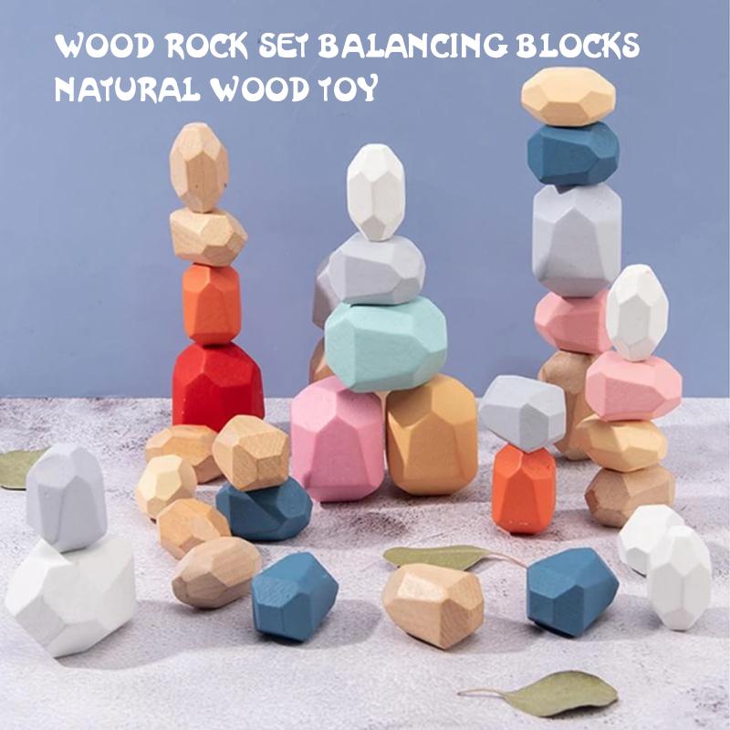 ¡¾Last Day 50% Off¡¿Wood Rock Set Balancing Blocks Natural Wood Toy