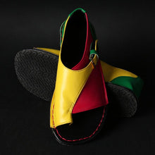 Load image into Gallery viewer, Women Retro Color Splicing Buckle Flip Flops Flat Sandals
