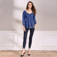 Load image into Gallery viewer, Magoloft V-Neck Splicing Single-Breasted Blouse

