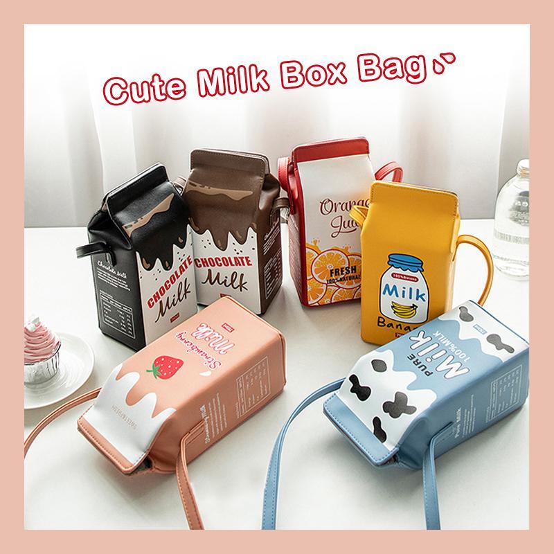 Magoloft Cute Milk Box Crossbody Bag / Casual Phone Purse