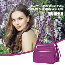 Load image into Gallery viewer, Bag with Double Zippers, Handbag and Shoulder Bag
