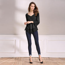 Load image into Gallery viewer, Magoloft V-Neck Splicing Single-Breasted Blouse
