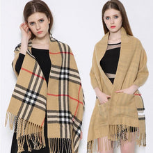 Load image into Gallery viewer, Plaid Shawl Wrap With Pockets
