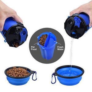Magoloft 2-in-1 Pet Travel Water & Food Bottle with Foldable Bowl
