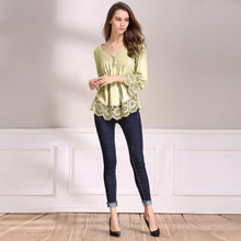 Load image into Gallery viewer, Magoloft V-Neck Splicing Single-Breasted Blouse
