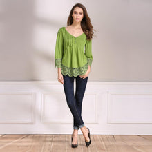 Load image into Gallery viewer, Magoloft V-Neck Splicing Single-Breasted Blouse
