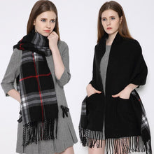 Load image into Gallery viewer, Plaid Shawl Wrap With Pockets
