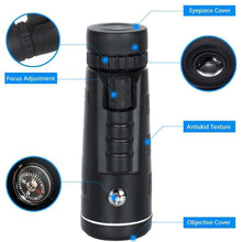 Load image into Gallery viewer, 12X50 High Power Monocular Telescope With Smartphone Adapter and Tripod
