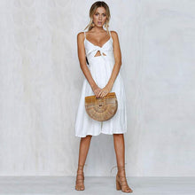 Load image into Gallery viewer, Spaghetti Strap Knitted Front Cutout Button Dress
