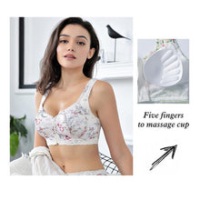Load image into Gallery viewer, Front Zipper Massage Padding Print Lace-trim Bras

