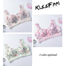 Load image into Gallery viewer, Front Zipper Massage Padding Print Lace-trim Bras
